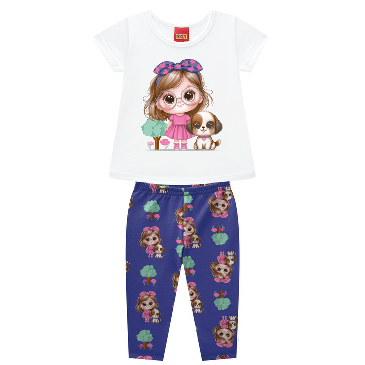 Conjunto Infantil Menina Estampa Menina doguinho Kyly